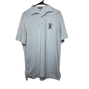 Peter Millar Golf Polo Shirt Men Medium Stripes Teal 2018 US Open Summer Comfort